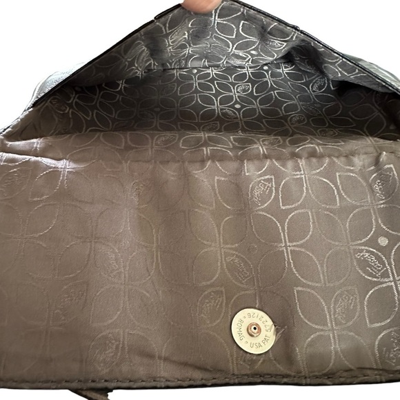 FOSSIL CROSSTOWN GREY LEATHER ORGANIZER CROSSBODY PURSE - Picture 9 of 15